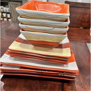 Pier 1 Imports stripe dinner set for 4